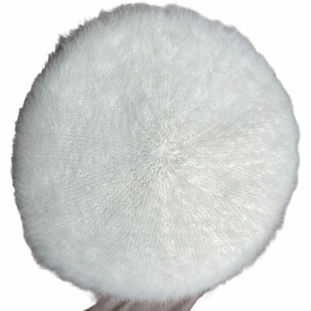 Vintage Betmar New York Angora Blend Off White Fuzzy Bucket Hat Women Y2K - Picture 5 of 9